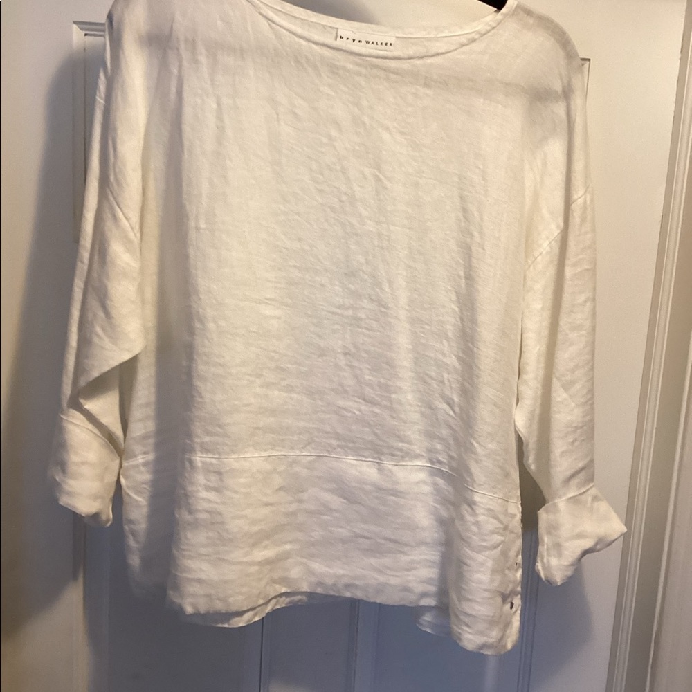 bryn walker Cream Lightweight Linen Boatneck Pullover
